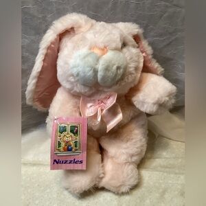 Vintage Pink Easter Bunny Nuzzles with Tags Commonwealth 1988 Rabbit Large 15"